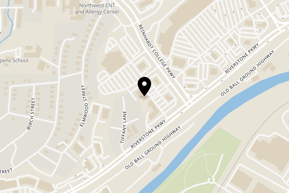 Map showing the location of Okinawa Steak & Sushi on 1359 Riverstone Pkwy Ste 120 in Canton